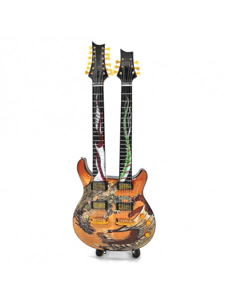 Mini gitara – štýl Carlos Santana - Double Neck Dragon Signature - replika 27.5cm