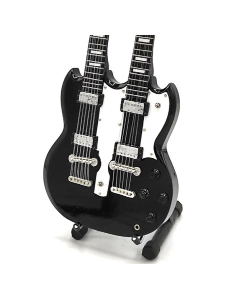  Mini gitara - štýl - Led Zeppelin - Jimmy Page- Doubleneck Black replika 27.5cm