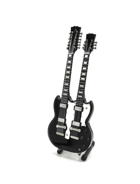  Mini gitara - štýl - Led Zeppelin - Jimmy Page- Doubleneck Black replika 27.5cm