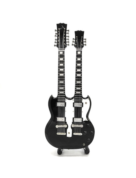  Mini gitara - štýl - Led Zeppelin - Jimmy Page- Doubleneck Black replika 27.5cm