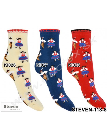 Dámske ponožky Steven-118-8 červená veľk.35-37