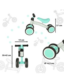 Odrážadlo KIK Fix Tiny Štvorkolieskové šedo-mintové
